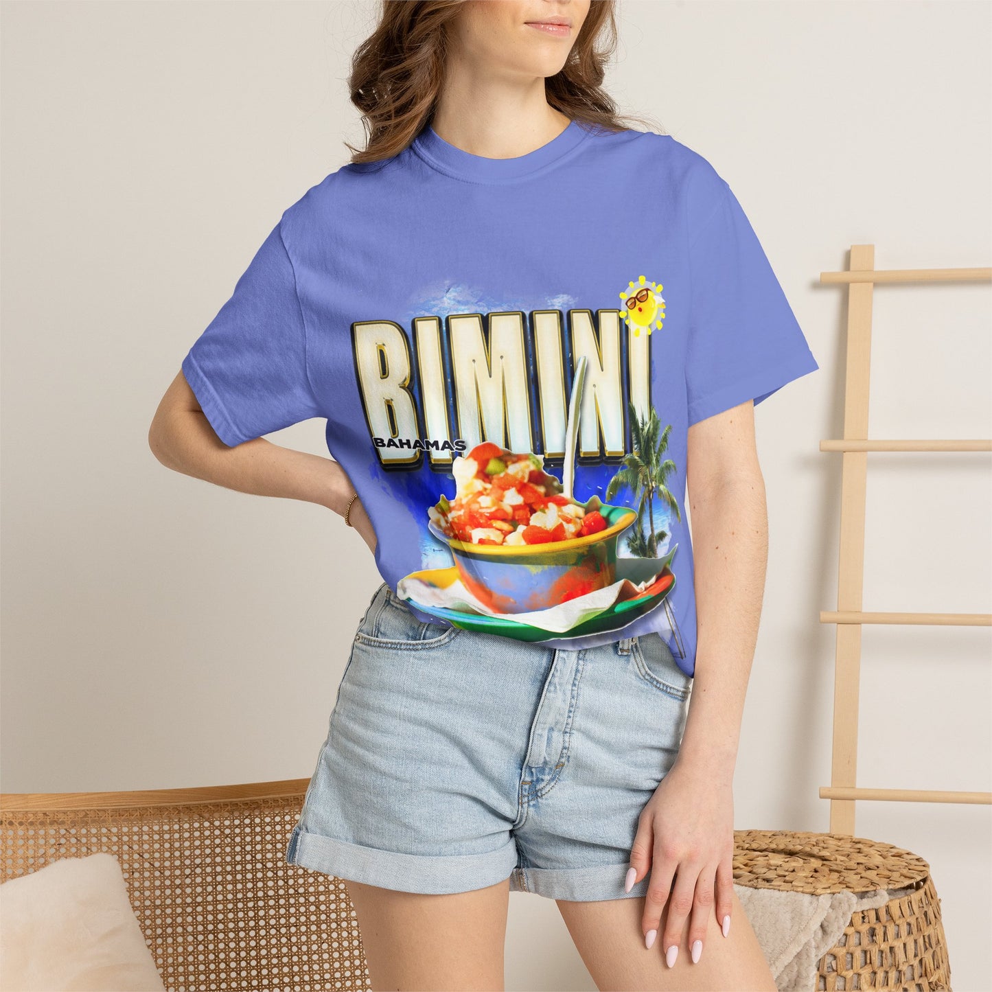 Rimini Beach Bowl T-Shirt | Italian Seaside, Palm Tree, Retro Postcard