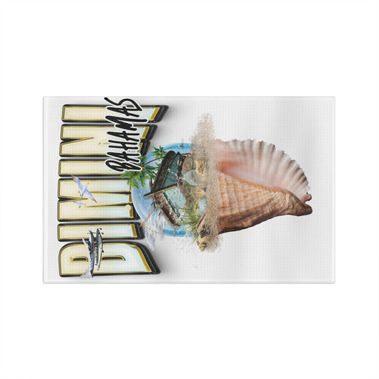 Bahamas Shell Postcard Tea Towel — Vintage Bimini Beach Souvenir