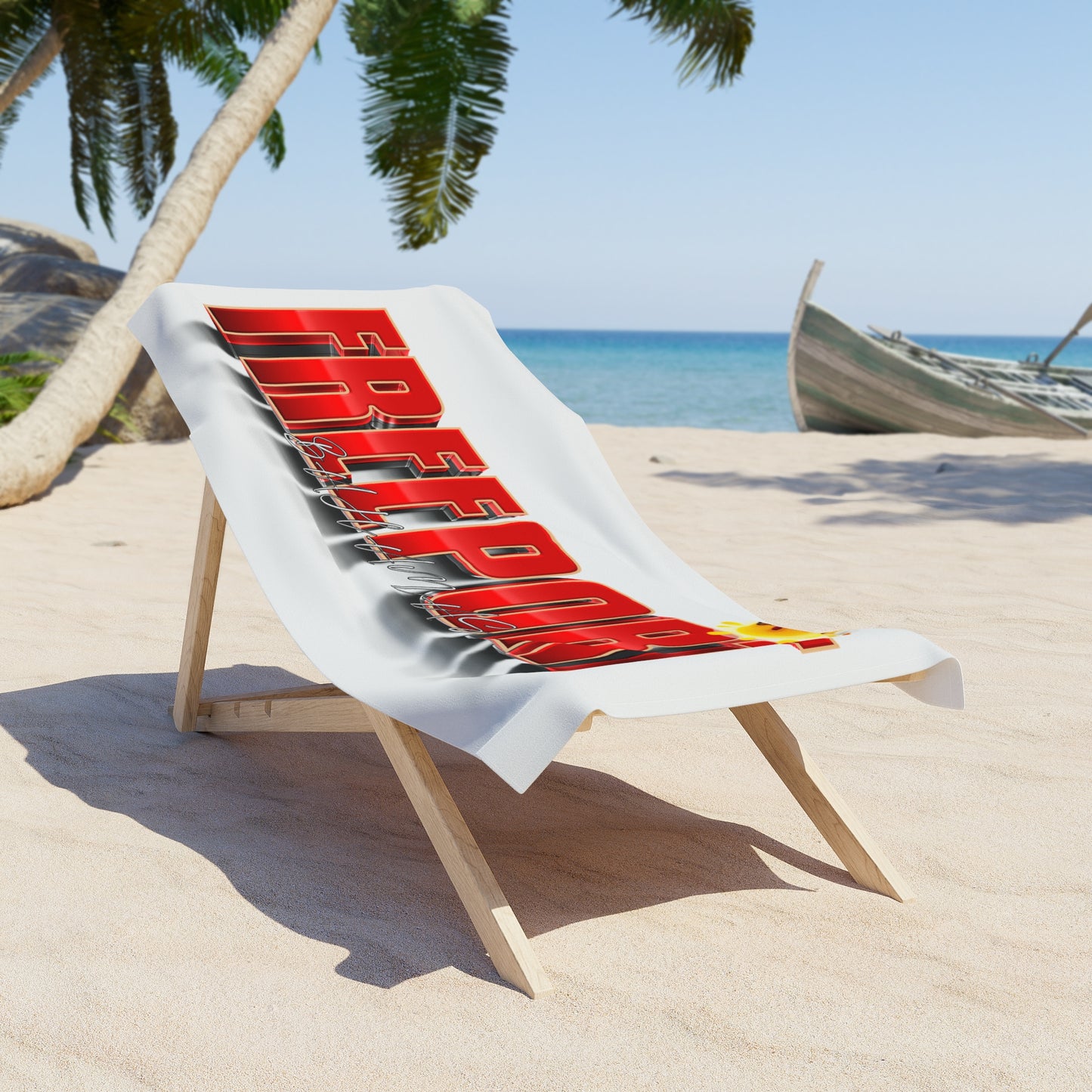 Freeport Text Logo Beach Towel | Red Gradient Sunsplash Design