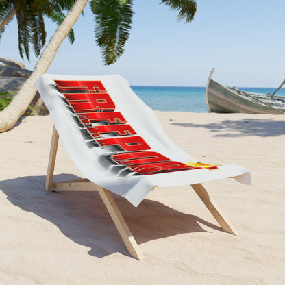 Freeport Text Logo Beach Towel | Red Gradient Sunsplash Design