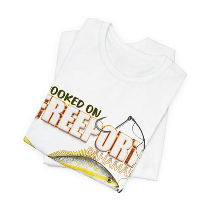 Hooked on Freeport Yellowtail Tee | Fishing Rod and Fish Graphic