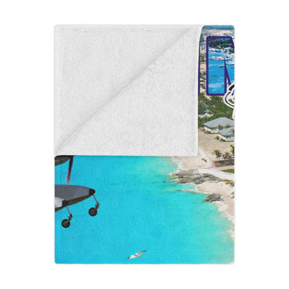 Bimini Bahamas Yacht Beach Minky Blanket | Tropical Ocean Cruise Throw