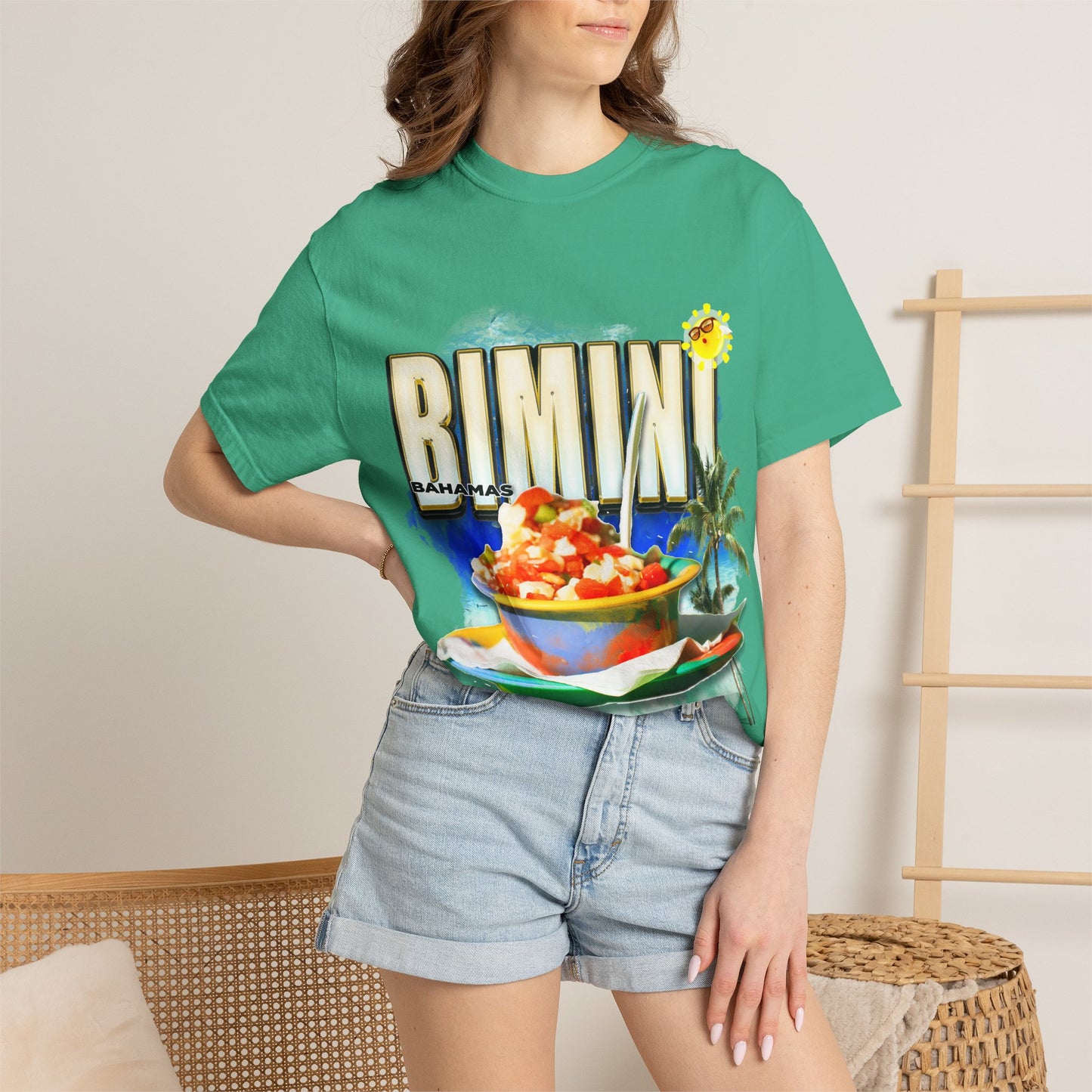 Rimini Beach Bowl T-Shirt | Italian Seaside, Palm Tree, Retro Postcard