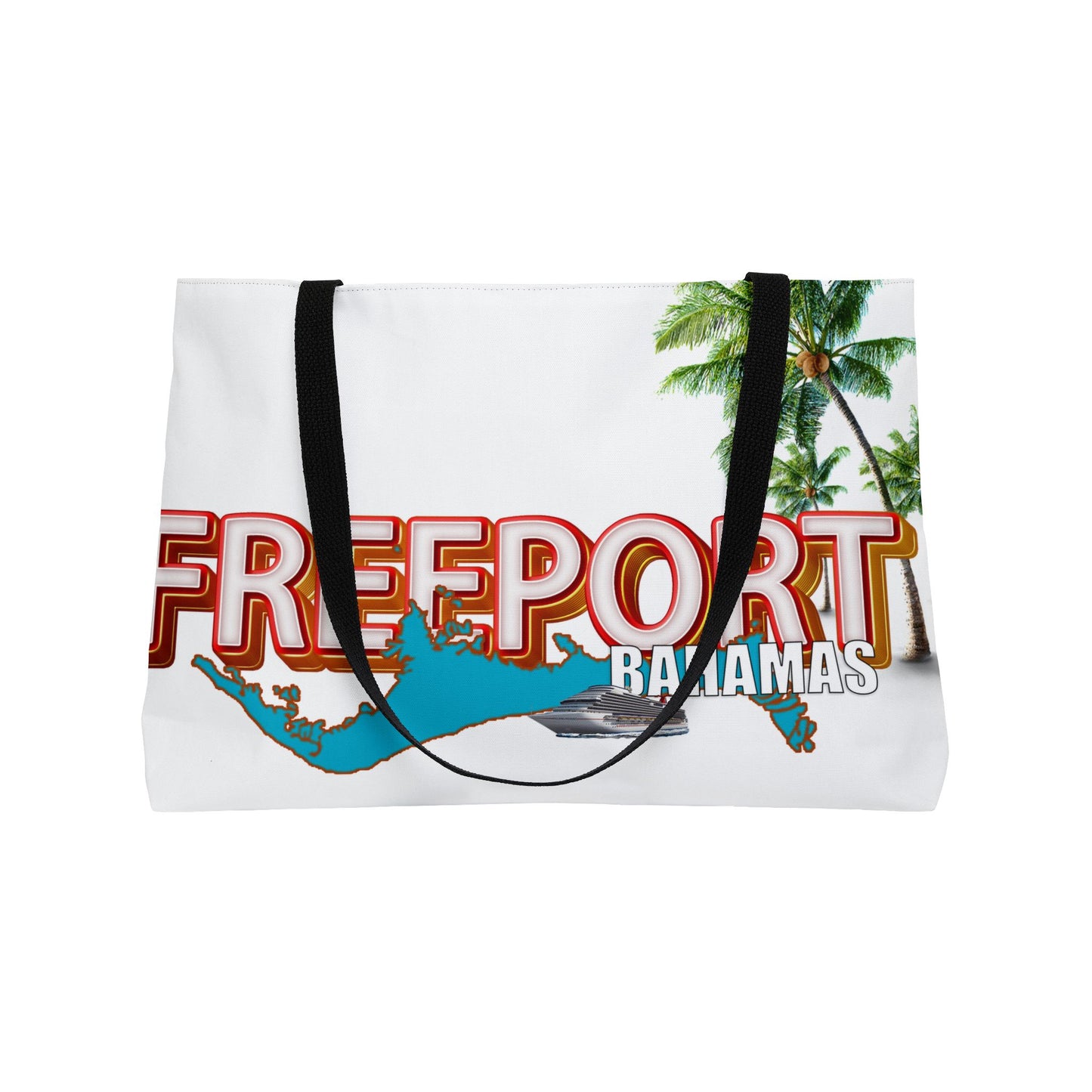 Freeport Bahamas map Weekender Tote Bag | Palm Tree Beach Vacation