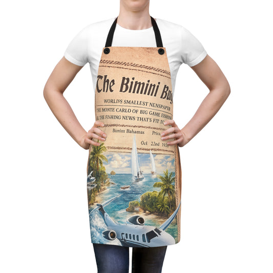 Bimini Bugle Vintage Newspaper Apron — Nautical Bahamas Fishing Print