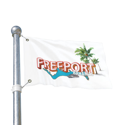 Freeport Bahamas Beach Scene Flag | Double Sided Flag, Palm Tree Design