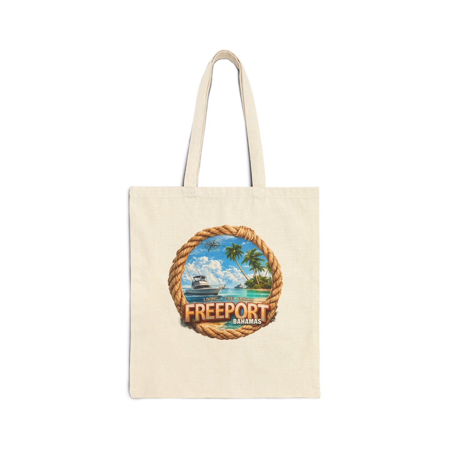Freeport Bahamas Canvas Tote — Coastal Rope Beach Bag