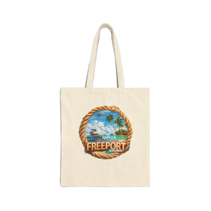 Freeport Bahamas Canvas Tote — Coastal Rope Beach Bag