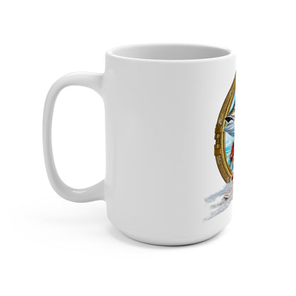 Yellowfin Tuna Porthole Illustration Mug | Fishing Boat Ocean Graphic 15oz