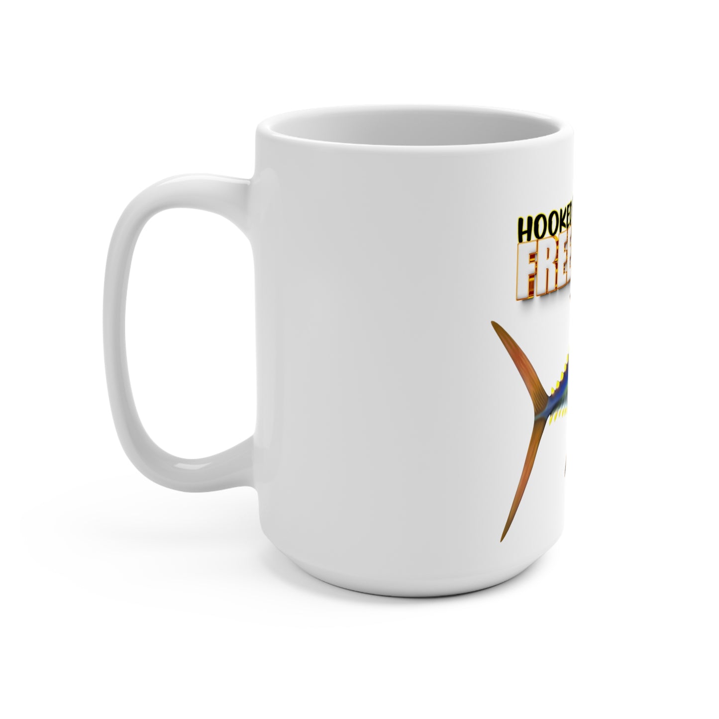 Hooked on Freeport Mahi Mahi Mug | Fishing Rod Graphic 15oz