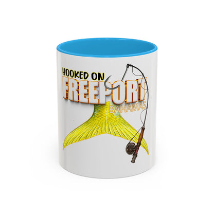 Hooked on Freeport Bahamas Mermaid Tail Fishing Mug | Two-Tone Accent