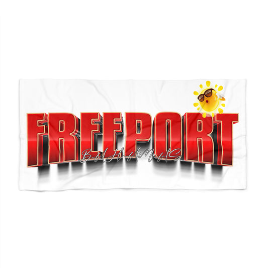 Freeport Text Logo Beach Towel | Red Gradient Sunsplash Design